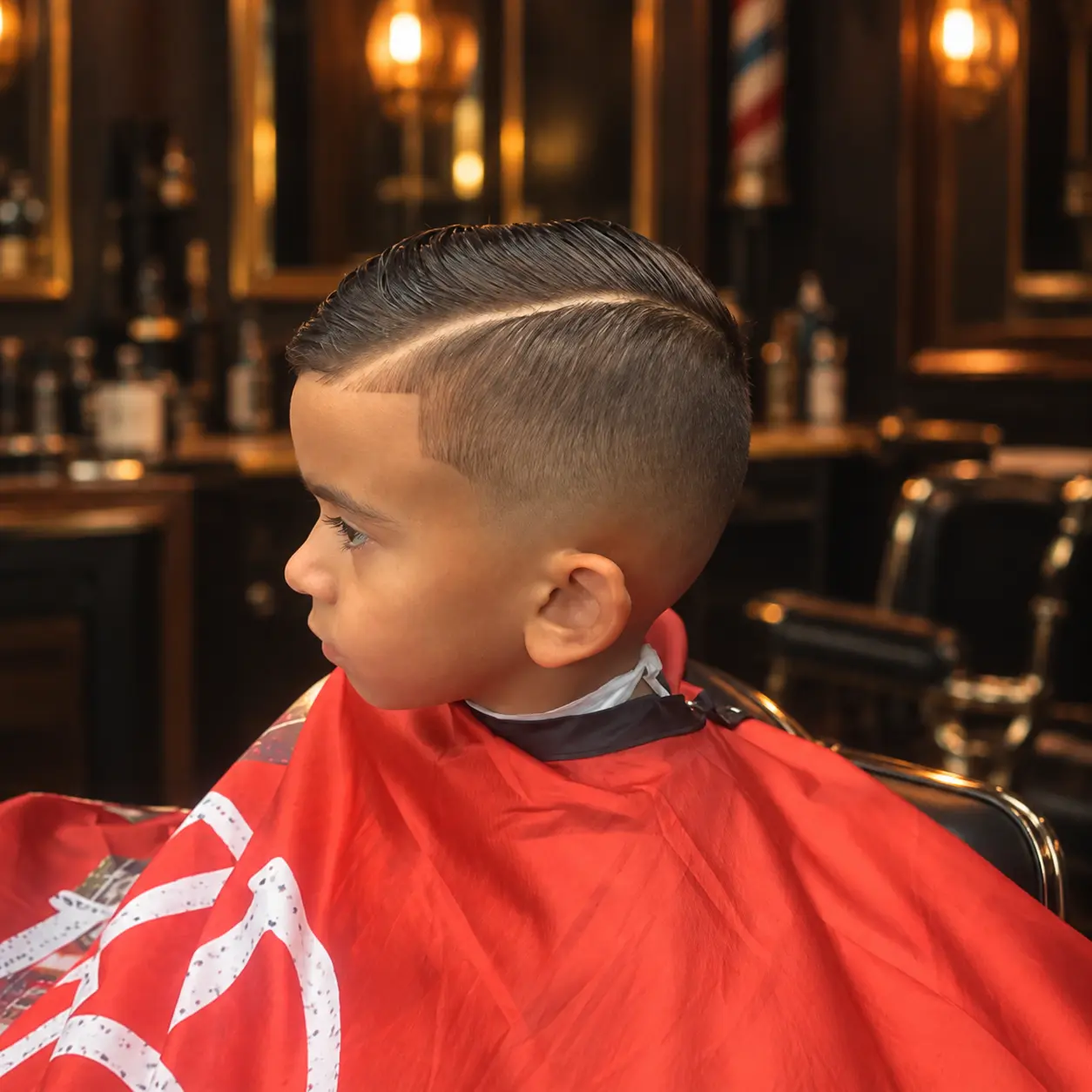 Ron children's haircut with a hard part
